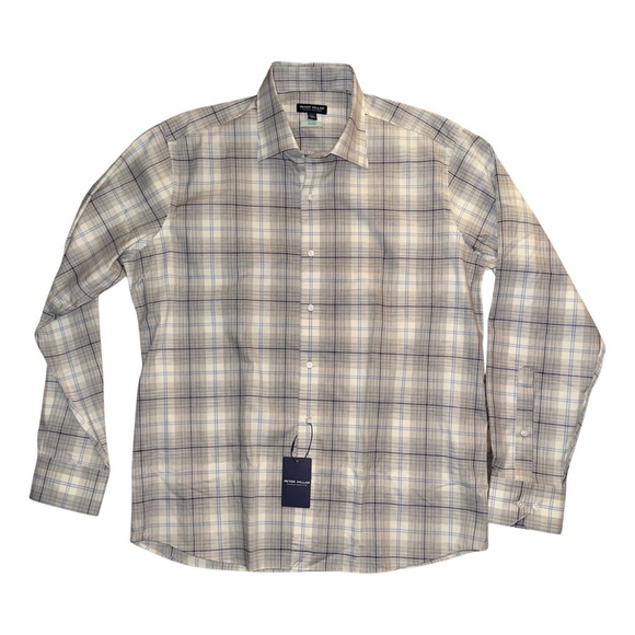 Peter Millar Crown Crafted Axe Winter Soft Twill Shirt Flex Finish British Grey - Picture 16 of 16